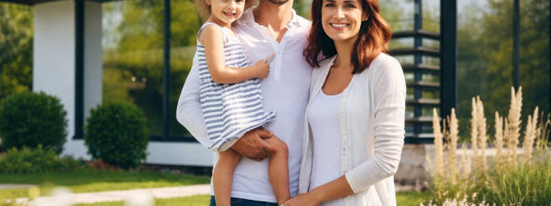 familie vor haus